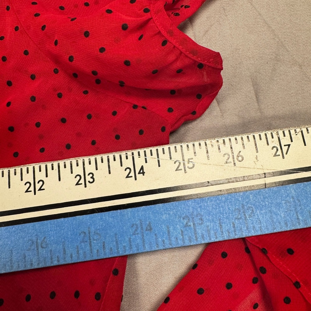 Lane Bryant Red Polka Dot Empire Waist Top Plus Size 18/20 Tie Back V-Neck - Picture 6 of 6